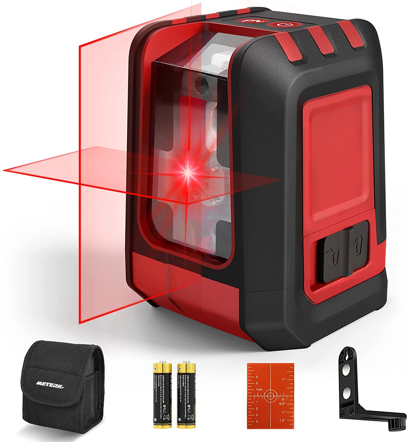 Laser Level, 50 ft Horizontal and Vertical Crossline Red Beam Self 
