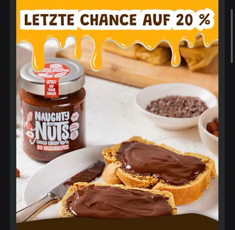 20% Rabatt Herbstsale bis Mitternacht bei Naughty Nuts Nüsse Aufstriche Trockenfrüchte