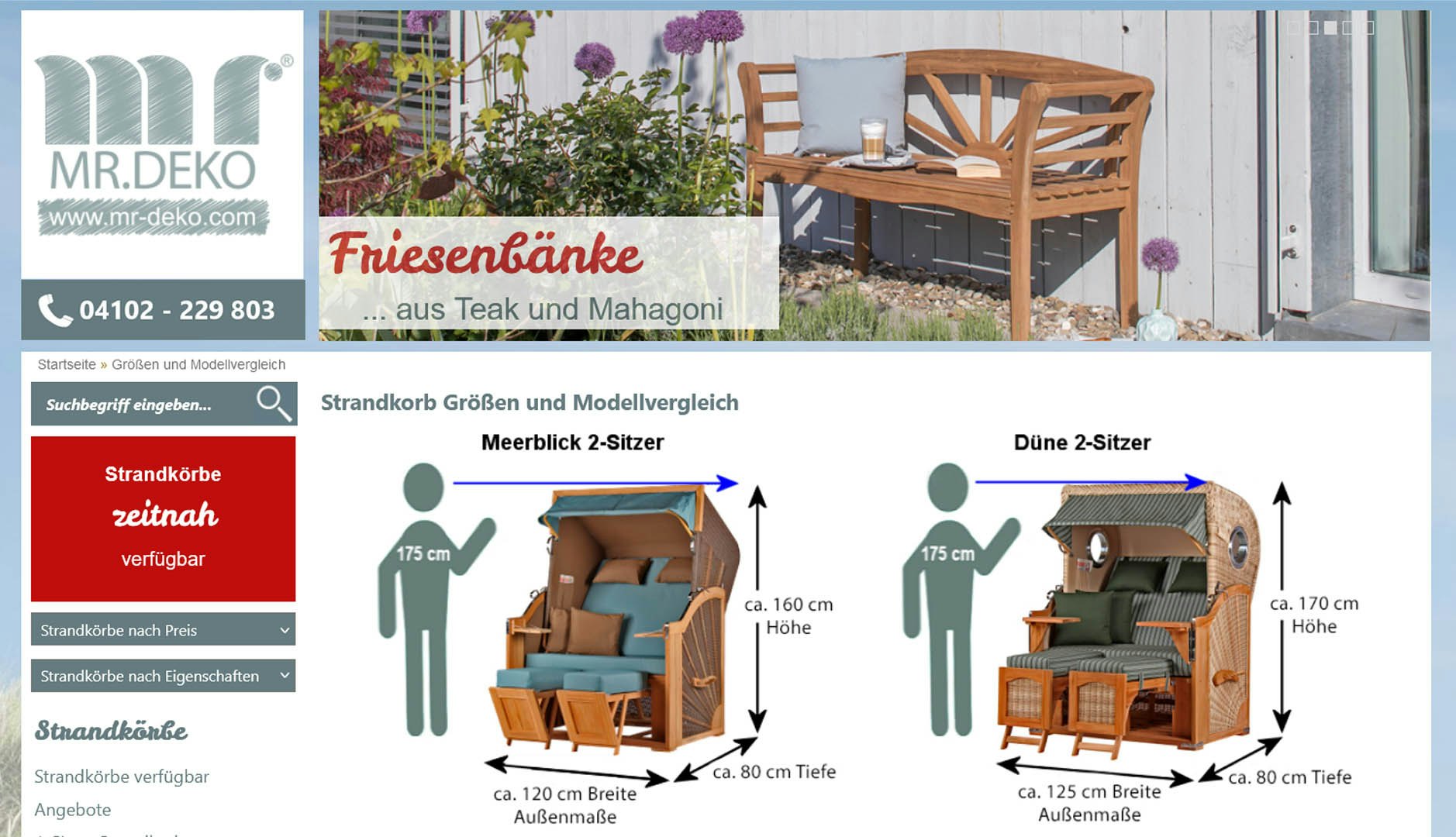 Mr. Deko Strandkorb Maße