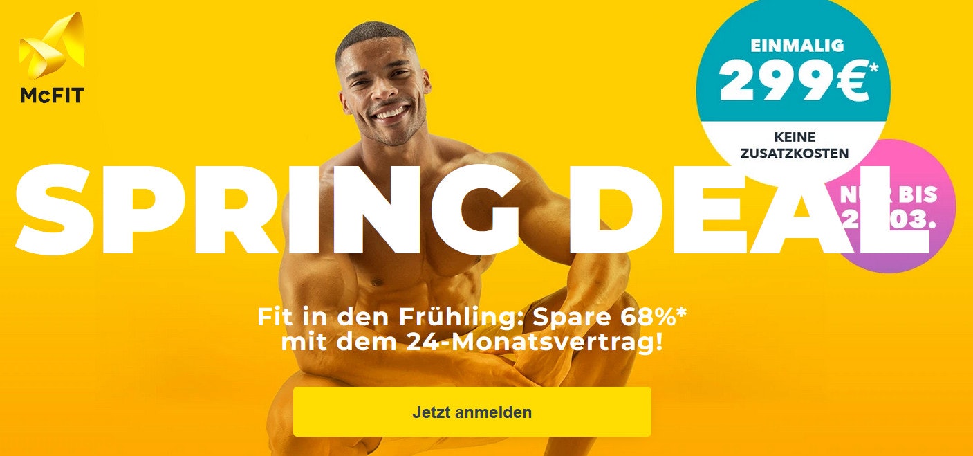 McFit 24Monatsvertrag für einmalig 299€
