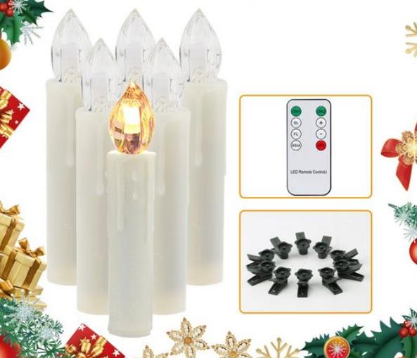 10X Weihnachtskerzen, 19*105mm lassic Warmweiß RGB Kerzen, C kabellose mit Timer 10-100er