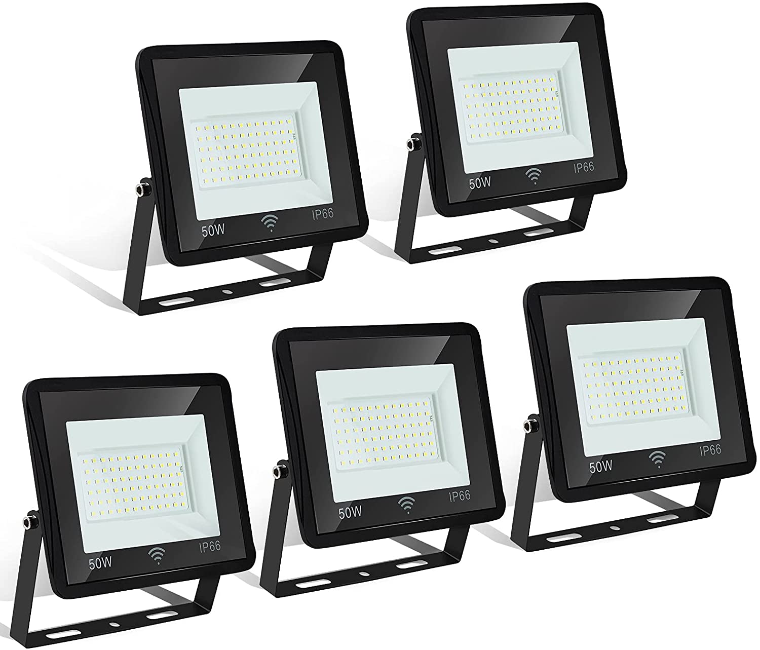 Hengda Warmweiß LED Strahler mit Bewegungsmelder Außen 50w, IP66 Wasserdicht 4250LM Superhell 3000K, 5 Pack