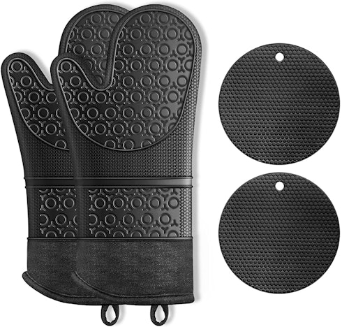 MILcea 4er Set Topfhandschuh Hitzebeständige 300°C Dutch Ofenhandschuh Ofen Handschuhe Kochhandschuhe