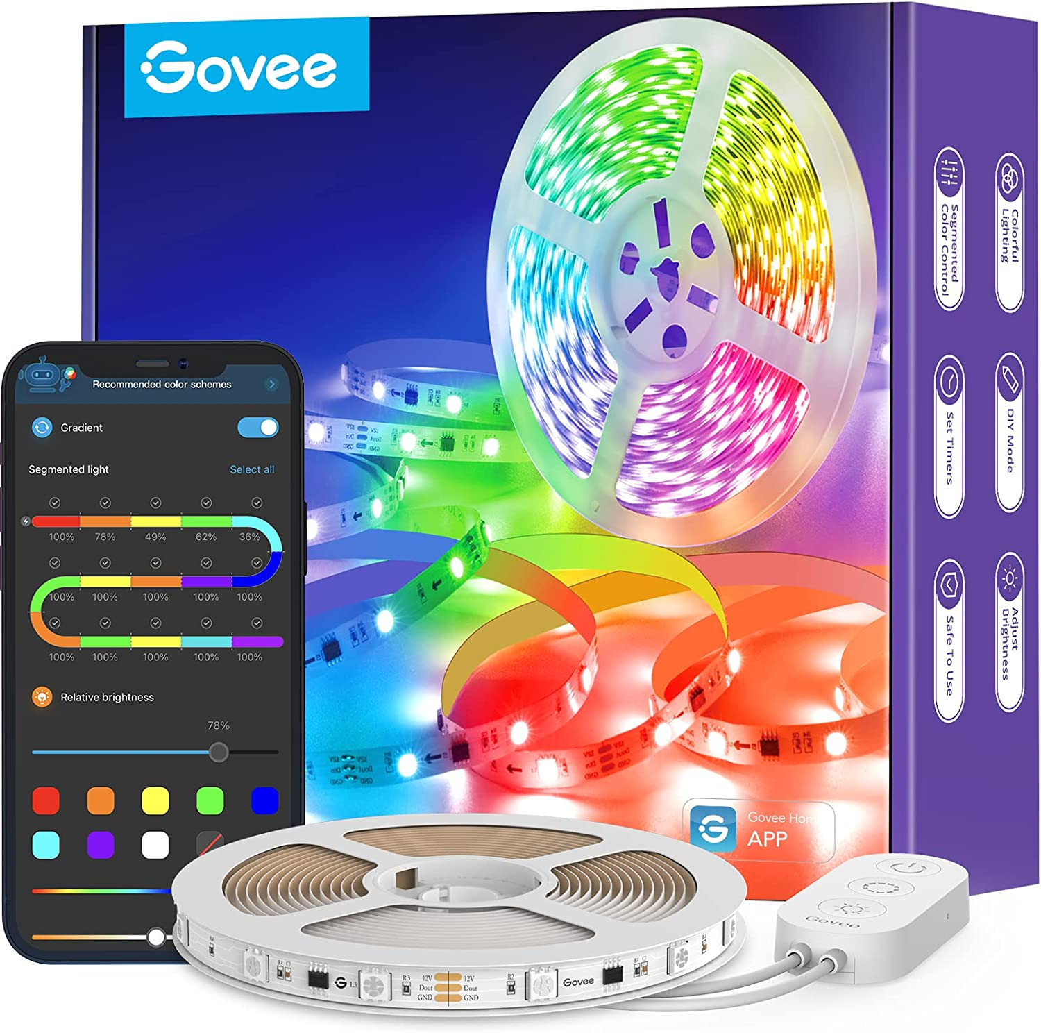 Govee RGBIC LED Strip H6127 5m für 21€ - per App mehrfarbig steuerbarer LED-Streifen