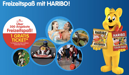 2 für 1 Tickets für Freizeitattraktionen beim Kauf von Haribo Aktionspackungen