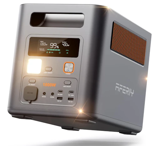 AFERIY 1800W Tragbare Powerstation 1024Wh, Erweiterbar Auf 5120Wh LiFePO4 Solargenerator & 1Std Schnellladung,<10ms USV, 9 Ausgänge, mit APP, Reine Sinuswelle 230V, für Camping/Garten/Notfall 【26 Neu】