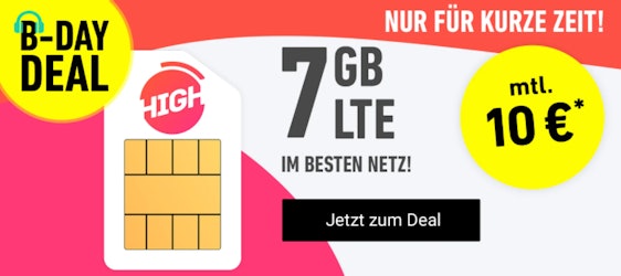 High Mobile 7 LTE25 für 10€/Monat - 7GB LTE, Allnet- & SMS-Flat, EU-Roaming im Telekom-Netz