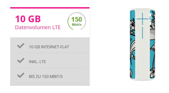 mobilcom-debitel Telekom 10.000 + Logitech UE Boom 2 für 15€ / Monat - 10GB LTE Datentarif