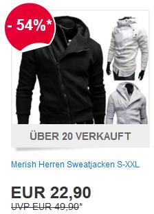 [eBay] Merish Sweatjacke Hoodie Pullover Jacke Sweatshirt S bis XXL diverse Modelle &amp; Farben für 23€ statt 50€ (54% Rabatt)