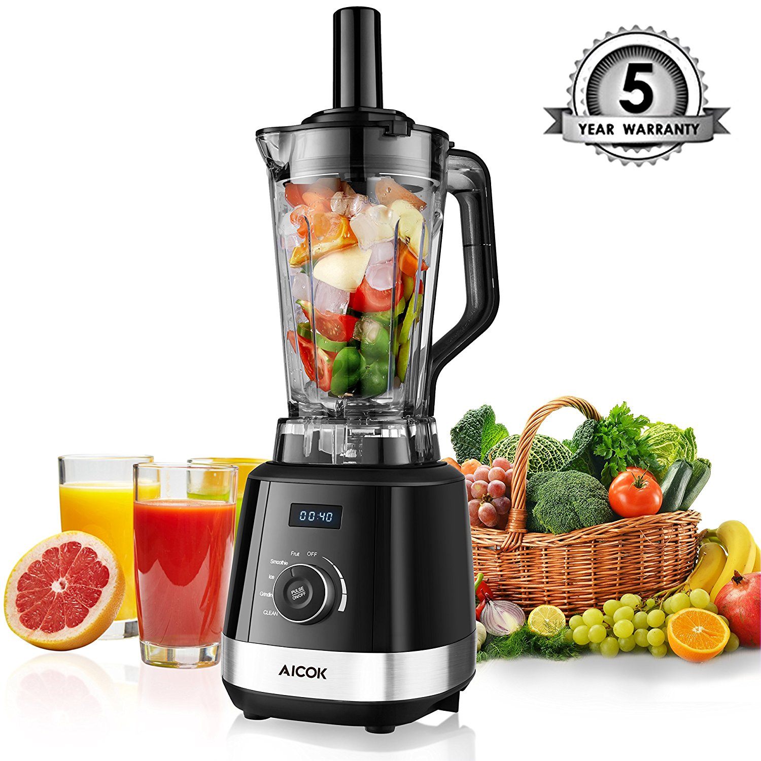 Aicok Standmixer 1500W 2L Hochleistungsmixer mit 25.000 U/min für 77.99€