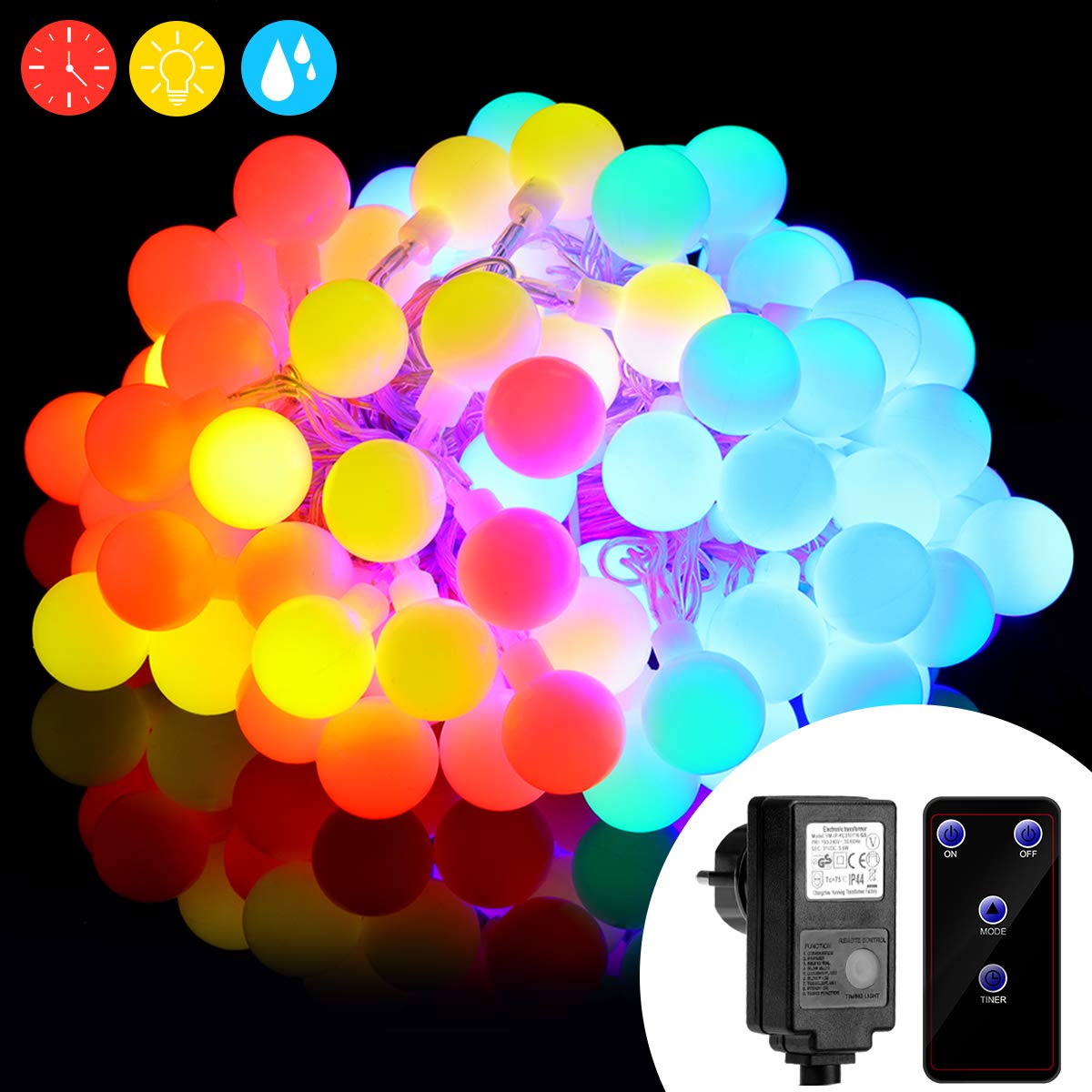 10 Meter LED Lichterkette für Innen-und Außen  mit Fernbedienung