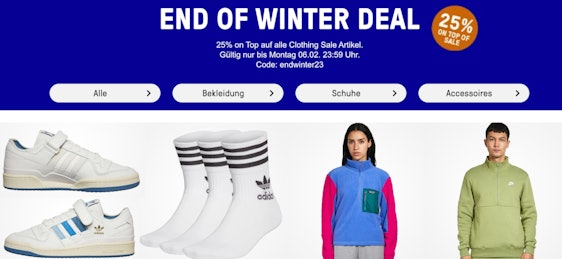 Mega! 25% Extra-Rabatt beim End of Winter Sale bei HHV - über 5.000 Artikel zur Auswahl