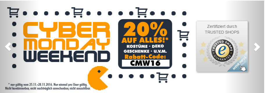 20% auf Alles bei Racheshop.de (Scherzartikel und Karneval) + Black Friday Sale