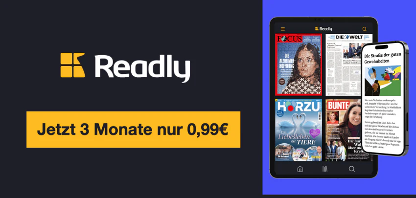 Readly Subscription Readly Angebot: 3 Monate für nur 0,99€ sichern!