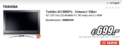 42 Zoll LCD-Fernseher bei myby von Toshiba für 699 €