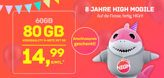 0€ Anschlusspreis 🤑 80GB 5G High Allnet-Flat im Telekom-Netz » nur 14,99€ monatlich