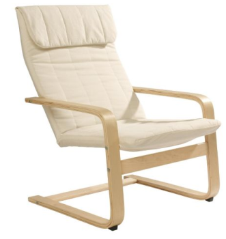Schwingsessel aus Birke in Creme für 25€ - passender Hocker für 13€