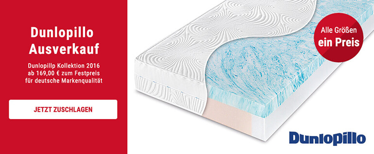 Dunlopillo Matratzen Ausverkauf mit zusätzlichen 10% Rabatt bei Dormando