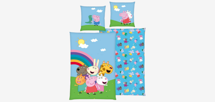 Peppa Pig Bettwäsche für 15€ - reine Baumwolle, 135x200 cm &amp; Kissen 80x80 cm