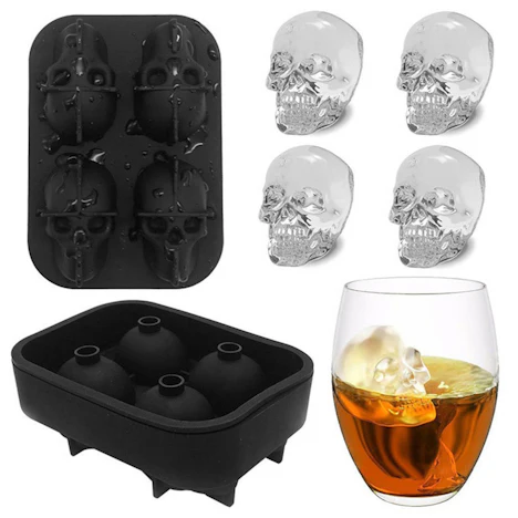 3D-Schädel-Entwurfs-Silikon-Eis-Würfel-Form-Behälter für Bier Whisky Bar