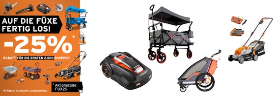 Fuxtec: 25% Rabatt auf alles ⭐ Bollerwagen ab 154€ + viele Gartengeräte