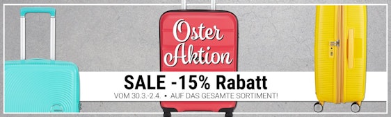 15% Rabatt auf das gesamte Sortiment bei Koffer Direkt + 5% Rabatt bei Zahlung per Vorkasse