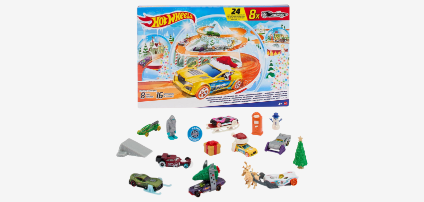 Hot Wheels Adventskalender für 13€ - 8 Spielzeugautos, Spielmatte, weihnachtliches Zubehör