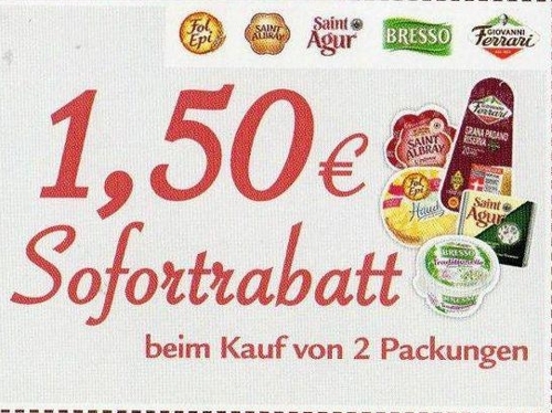 6 Käse Coupons zum ausdrucken – Saint Agur, Saint Albray, Fol Epi, Bresso, Giovanni Ferrari