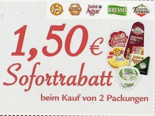 6 Käse Coupons zum ausdrucken – Saint Agur, Saint Albray, Fol Epi, Bresso, Giovanni Ferrari