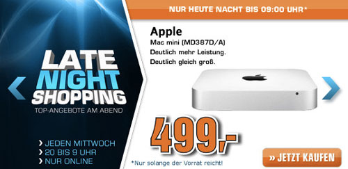 Saturn Late Night Shopping - Apple Mac mini für 499€, Samsung UE46F5070 für 529€ und mehr