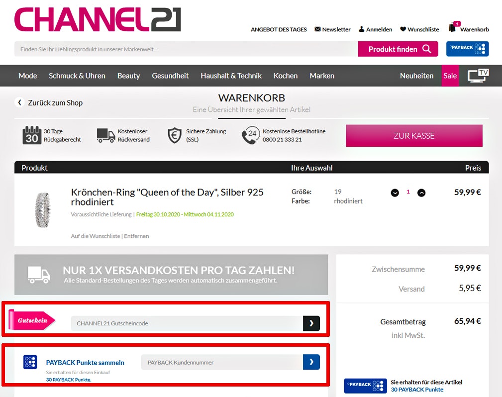 Channel21 Gutscheincode eingeben