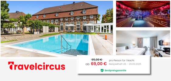 Nur noch heute ⏱️ Welcome Hotel Bad Arolsen für 69€ - Kurzurlaub, Halbpension, Wellnessbereich