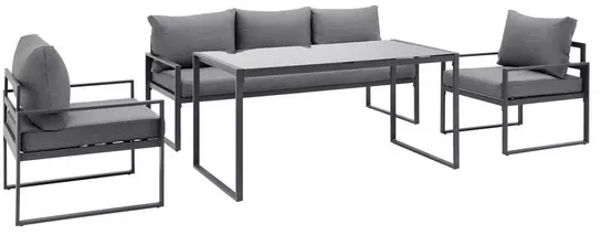mondern living Louisiana für 358€ – 5-teilige Garten-Loungegarbitur mit 3-Sitzer-Sofa, 2 Lehnstühlen &amp; Glastisch