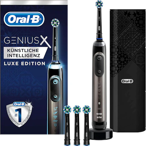 Oral-B Genius X 20000 Luxe Edition Elektrische Zahnbürste, mit künstlicher Intelligenz und Premium Lade-Reise-Etui, anthracite grey