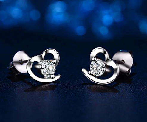 Herz Ohrringe 925 Sterling Silber für 8,75€ statt 12,50€