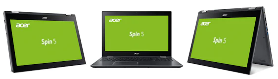Acer Spin 5 ab 1.020€ - 15,6" Convertible mit FHD-IPS-Touch-Display, i5-8250U, 8GB DDR4, 1TB HDD, 512GB SSD, GTX 1050 und Windows10