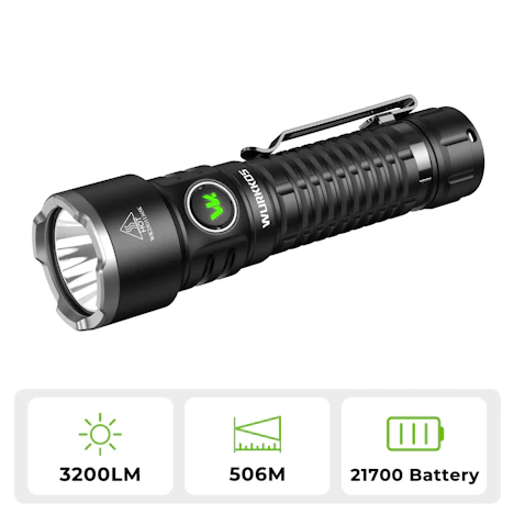 Wurkkos TS28 3200 Lumen EDC-Taschenlampe, extrem hohe Reichweite (506 m), Edelstahl-Lünette, magnetischer Lampenkopf, Schutzart IPX8, inklusive 21700-Batterie
