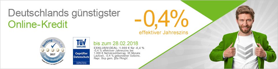 Wieder da! Kredit mit Gewinn: 1.000€ mit -0,4% Jahreszins bei Smava