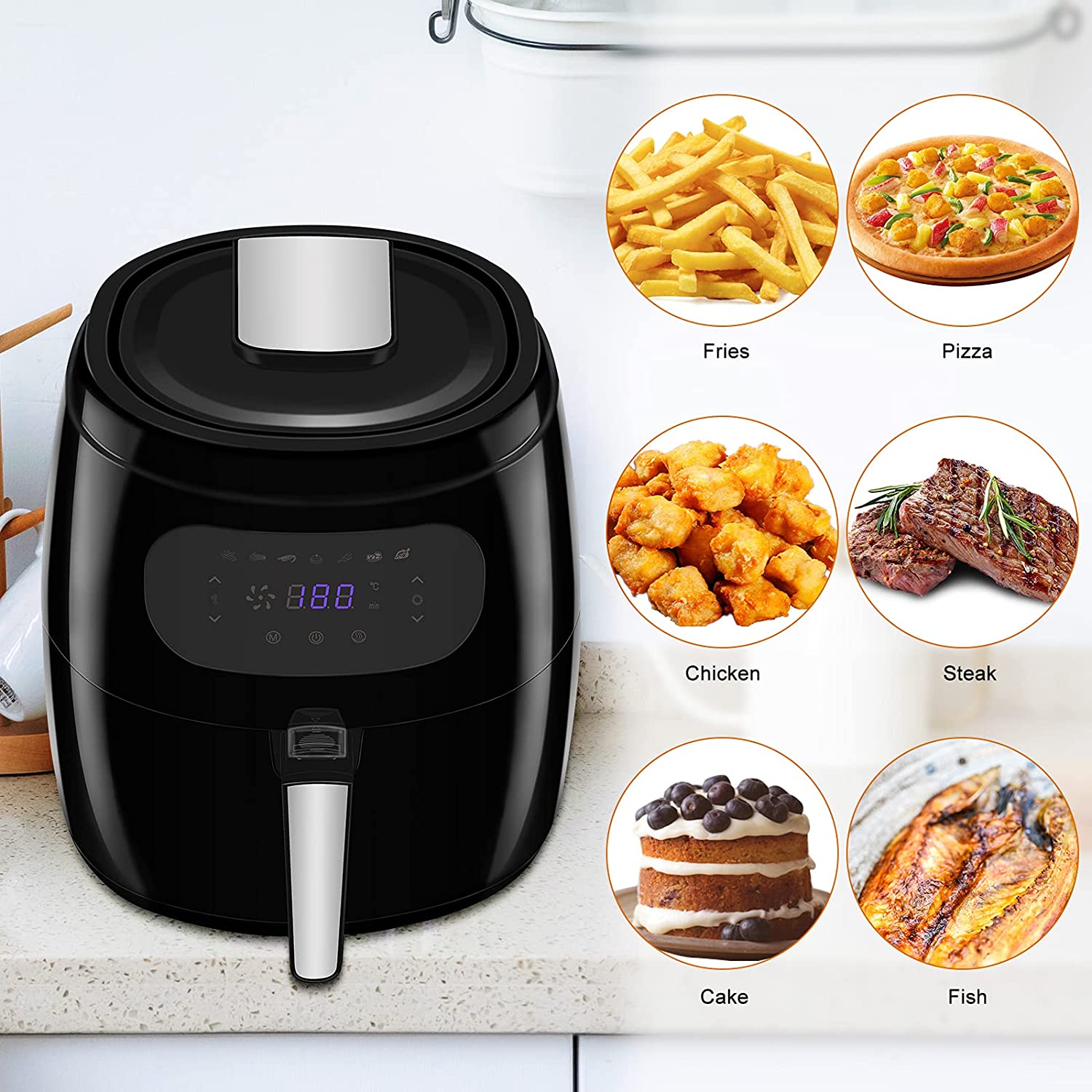 WOLTU Heißluftfritteuse Air Fryer ohne Öl 7,2L 1800W 80-200℃ 