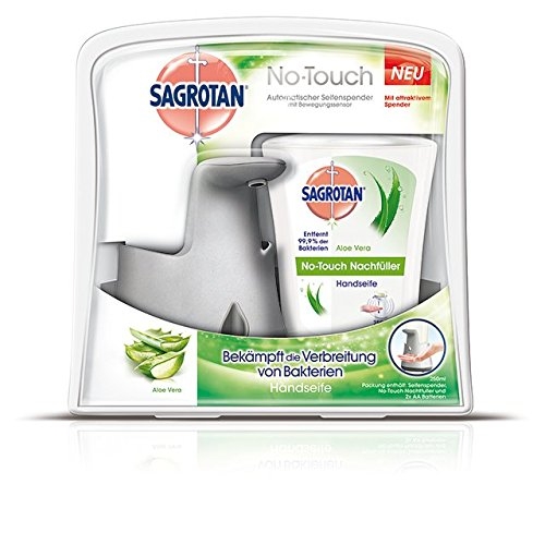Sagrotan No-Touch Automatischer Seifenspender Starter Set Aloe Vera, silber, 1er Pack (1 x 250 g) für 7,45 EUR