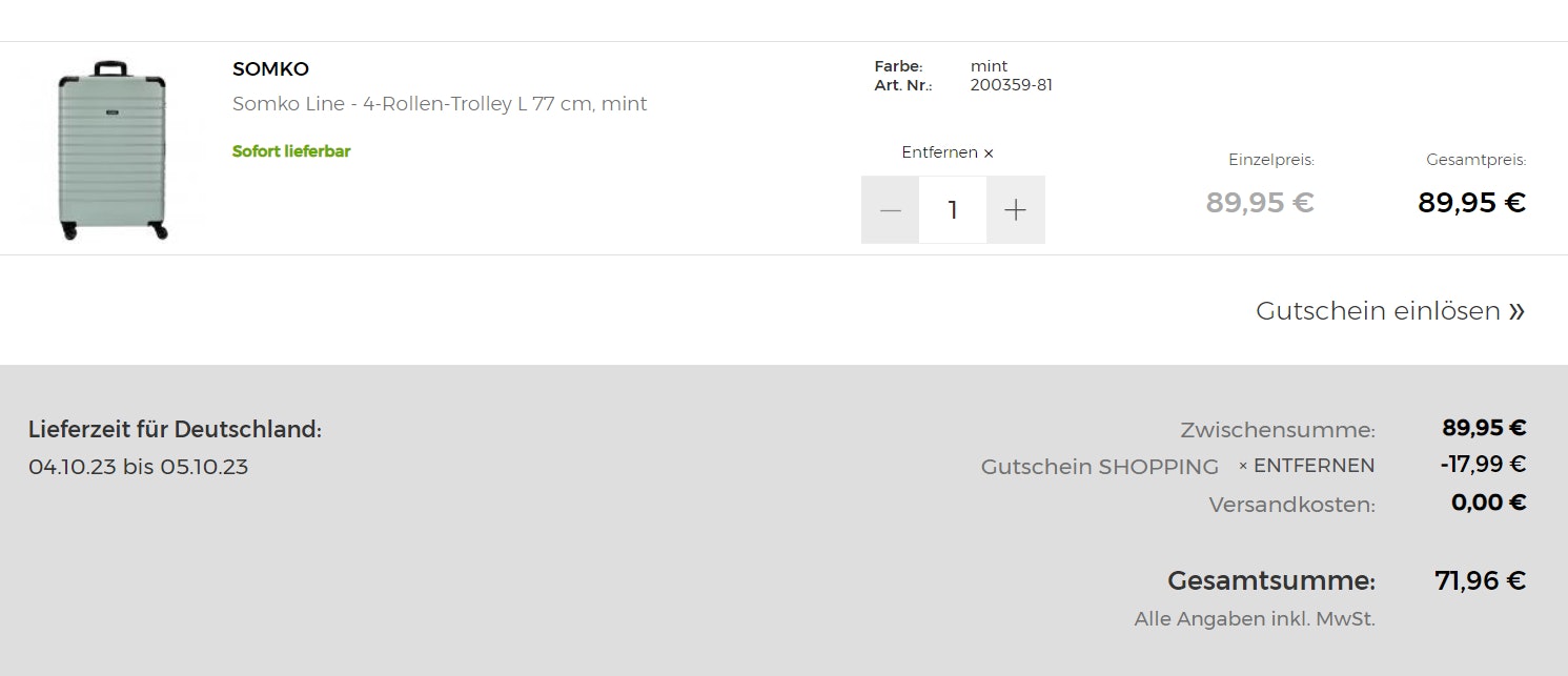 Markenkoffer Gutschein einlösen