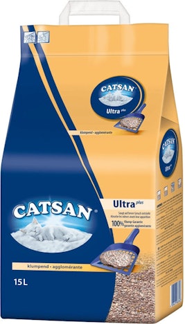 Catsan Ultra plus für 13€ - staubarme Klumpstreu im 15 Liter Sack, Naturton