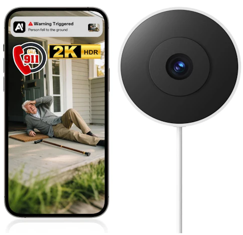 2K 3MP Fenster Überwachungskamera Innen, Innenkamera mit Farb-Nachtsicht, Blendschutz & Antireflex,2,4 GHz & 5 GHz Dualband, 24/7-Aufnahme,Window Camera