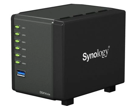 Synology DS414slim 4-Bay NAS-Gehäuse für 192€ - 1,2GHz Prozessor, 512MB RAM, 2x USB 3.0, 2x RJ45