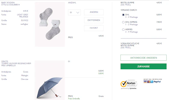 Kostenloser Tommy Hilfiger Regenschirm oder Canvas Shopper für jede Bestellung – egal welcher Bestellwert, günstigster Artikel: 5€