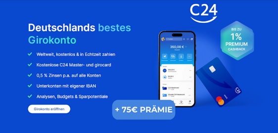 💳 C24 Girokonto mit 75€ Prämie + 0,5% p.a. Zinsen auf Tagesgeld + 0,5% p.a. Zinsen auf Girokonto 💸