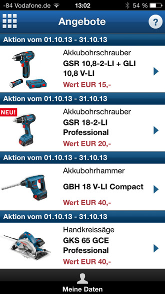 15 - 40 Euro Cashback auf Bosch Professional (die "Blauen")
