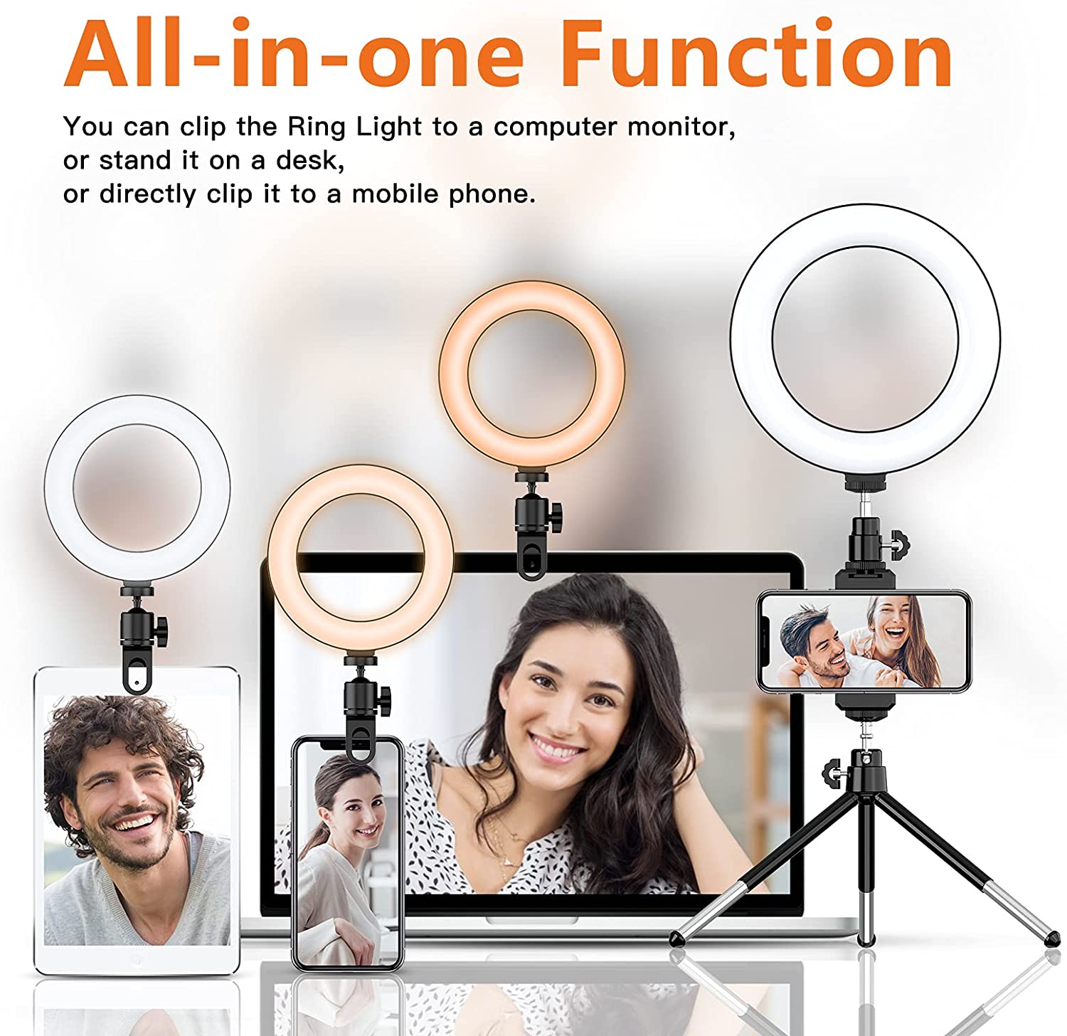 VOCUTE Selfie Ringlicht mit Handyhalter/Stativ/Clip Only 8.99€