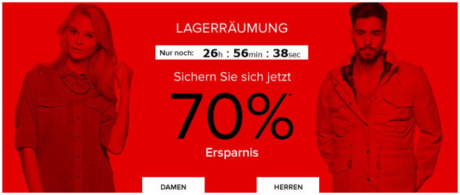 dress for less – Bis zu 70% Rabatt auf viele Marken + 10% durch Newsletteranmeldung – nur Heute und Morgen!