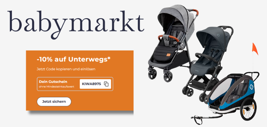 Babymarkt: 10% Rabatt auf die Kategorie "Unterwegs" - z.B. Hamax Fahrradanhänger Traveller für 287€